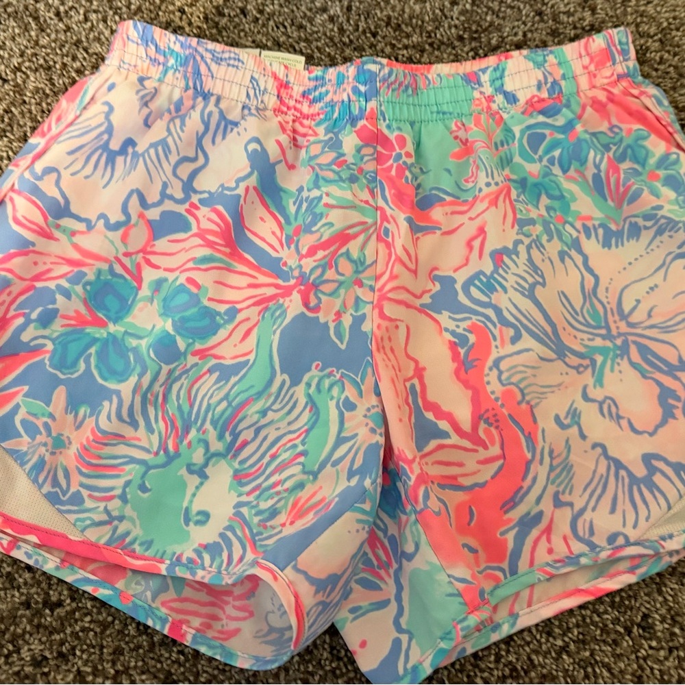 Lilly Pulitzer Pink and Blue Floral Athletic Shorts